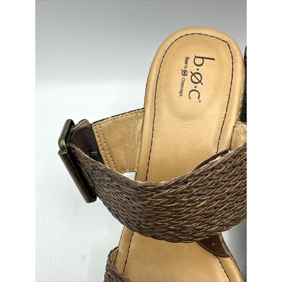 Born Concepts Womens Size 9 Woven Dual Strap Wedge Slip-On Sandals Tan/Brown - Picture 4 of 12
